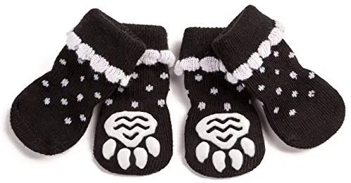 Harfkoko - Calcetines de punto antideslizante para perros y gatos con refuerzo de goma, protector de huella de perro antideslizante y protector de huella de gato para uso en interiores, apto para perros y gatos pequeños y medianos y grandes