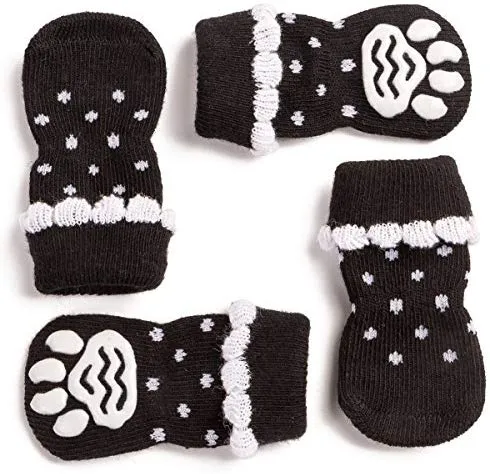 Harfkoko - Calcetines de punto antideslizante para perros y gatos con refuerzo de goma, protector de huella de perro antideslizante y protector de huella de gato para uso en interiores, apto para perros y gatos pequeños y medianos y grandes