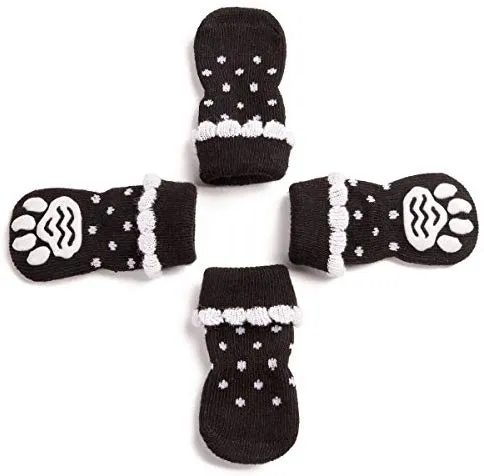 Harfkoko - Calcetines de punto antideslizante para perros y gatos con refuerzo de goma, protector de huella de perro antideslizante y protector de huella de gato para uso en interiores, apto para perros y gatos pequeños y medianos y grandes