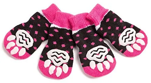 Harfkoko - Calcetines de punto antideslizante para perros y gatos con refuerzo de goma, protector de huella de perro antideslizante y protector de huella de gato para uso en interiores, apto para perros y gatos pequeños y medianos y grandes