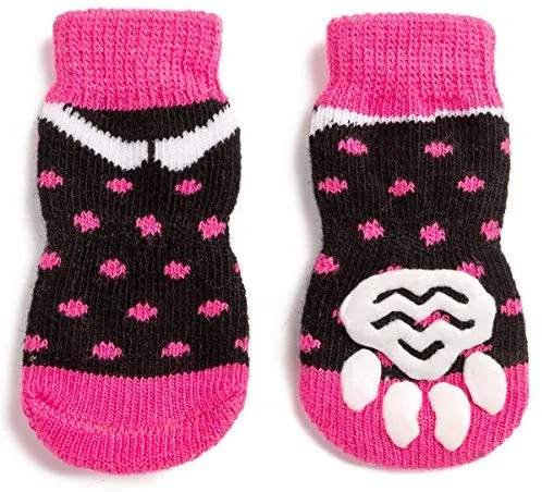 Harfkoko - Calcetines de punto antideslizante para perros y gatos con refuerzo de goma, protector de huella de perro antideslizante y protector de huella de gato para uso en interiores, apto para perros y gatos pequeños y medianos y grandes