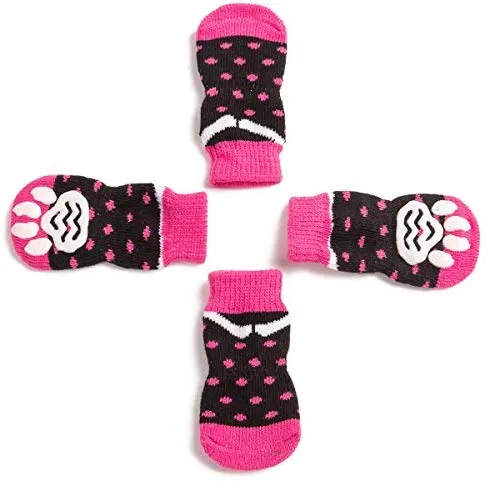 Harfkoko - Calcetines de punto antideslizante para perros y gatos con refuerzo de goma, protector de huella de perro antideslizante y protector de huella de gato para uso en interiores, apto para perros y gatos pequeños y medianos y grandes