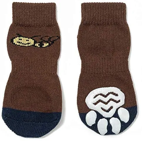 Harfkoko - Calcetines de punto antideslizante para perros y gatos con refuerzo de goma, protector de huella de perro antideslizante y protector de huella de gato para uso en interiores, apto para perros y gatos pequeños y medianos y grandes