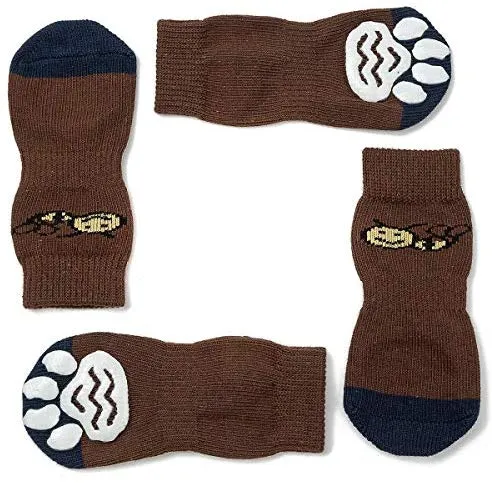 Harfkoko - Calcetines de punto antideslizante para perros y gatos con refuerzo de goma, protector de huella de perro antideslizante y protector de huella de gato para uso en interiores, apto para perros y gatos pequeños y medianos y grandes