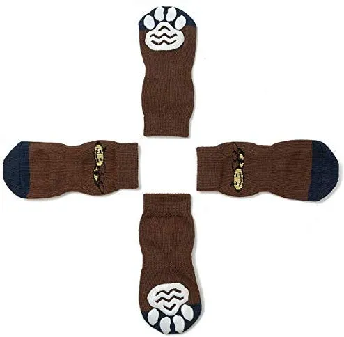 Harfkoko - Calcetines de punto antideslizante para perros y gatos con refuerzo de goma, protector de huella de perro antideslizante y protector de huella de gato para uso en interiores, apto para perros y gatos pequeños y medianos y grandes