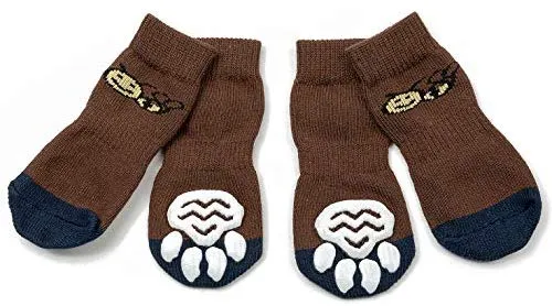Harfkoko - Calcetines de punto antideslizante para perros y gatos con refuerzo de goma, protector de huella de perro antideslizante y protector de huella de gato para uso en interiores, apto para perros y gatos pequeños y medianos y grandes