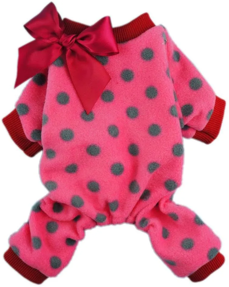 Fitwarm - Pijamas de polar con lazo para perro, adorable abrigo para mascotas. Prendas de invierno