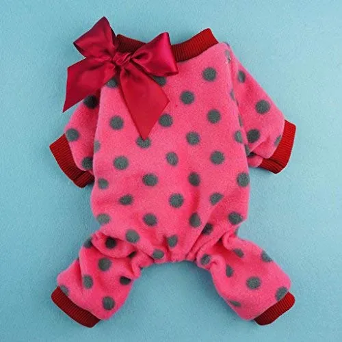 Fitwarm - Pijamas de polar con lazo para perro, adorable abrigo para mascotas. Prendas de invierno