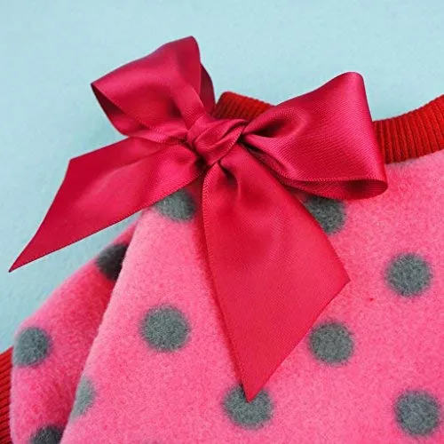 Fitwarm - Pijamas de polar con lazo para perro, adorable abrigo para mascotas. Prendas de invierno