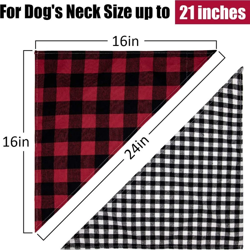Bandana para perro, 8 unidades, regalo de cumpleaños, lavable, triángulo, rojo, negro, verde, azul, naranja, rosa, con estampado de cuadros para perros, bufanda, accesorios para perros pequeños a grandes, cachorros, gatos y mascotas