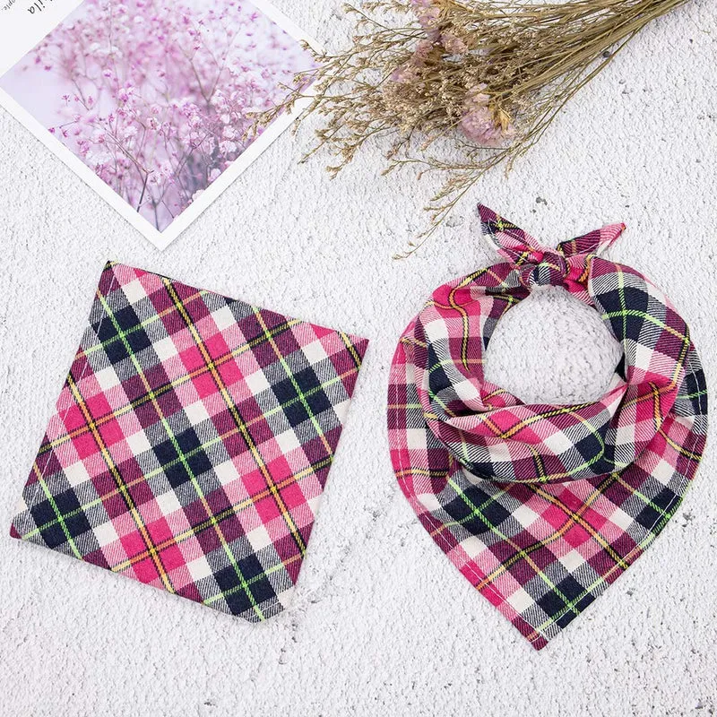 Bandana para perro, 8 unidades, regalo de cumpleaños, lavable, triángulo, rojo, negro, verde, azul, naranja, rosa, con estampado de cuadros para perros, bufanda, accesorios para perros pequeños a grandes, cachorros, gatos y mascotas