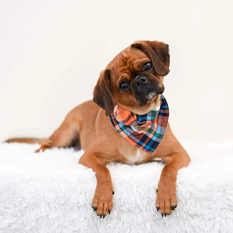 Bandana para perro, 8 unidades, regalo de cumpleaños, lavable, triángulo, rojo, negro, verde, azul, naranja, rosa, con estampado de cuadros para perros, bufanda, accesorios para perros pequeños a grandes, cachorros, gatos y mascotas