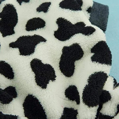 Mono adorable para perro Fitwarm®; pijama enterizo de terciopelo cómodo con diseño de vaca para el invierno para perro