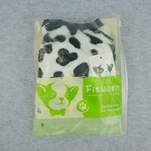 Mono adorable para perro Fitwarm®; pijama enterizo de terciopelo cómodo con diseño de vaca para el invierno para perro