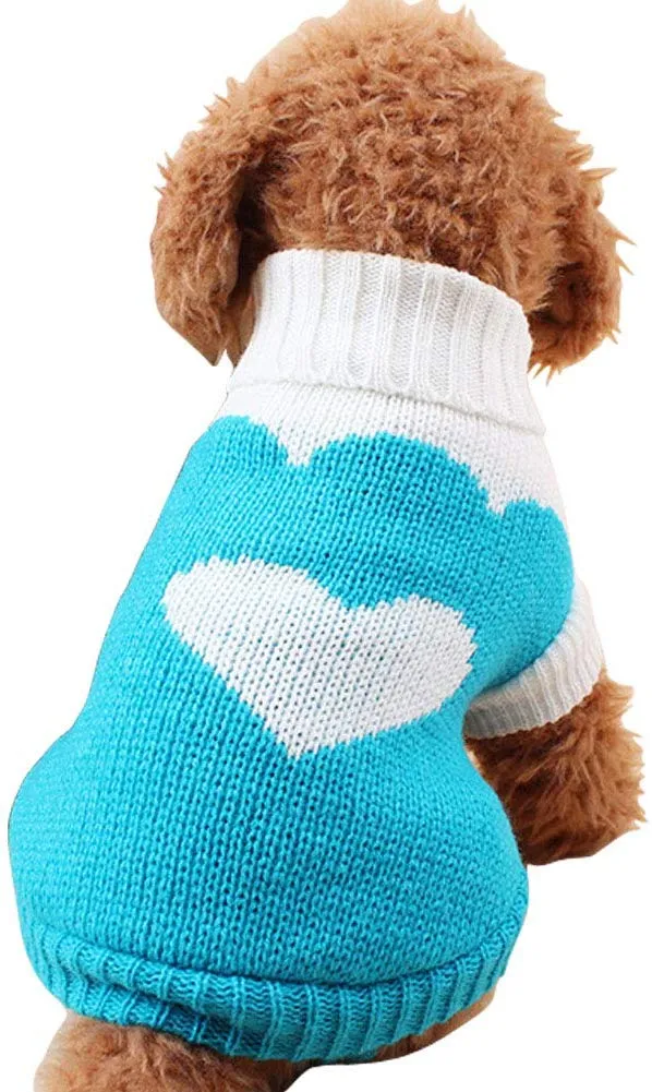 Chborchicen - Sudadera de punto para mascotas con diseño clásico de turtleneck para invierno, cálida, para cachorro, fresa y corazón, para perros