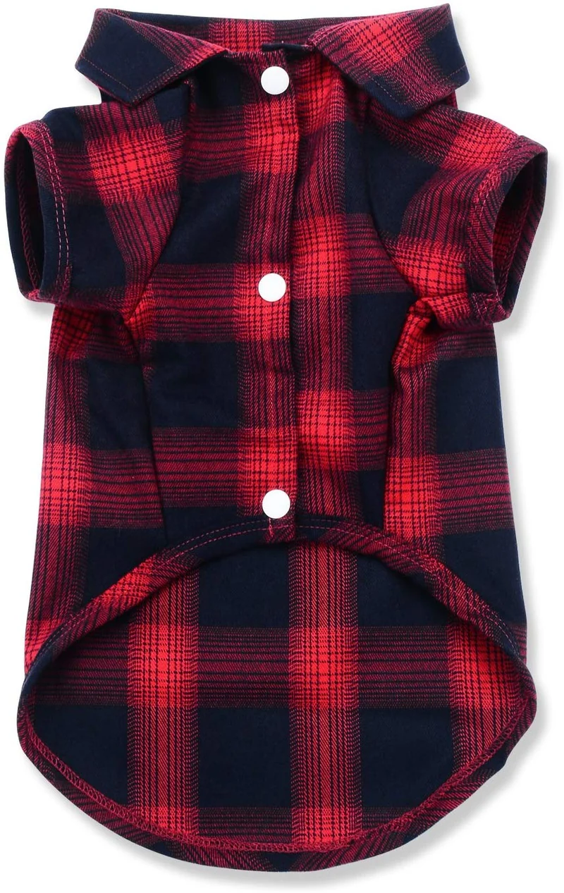 Koneseve - Camiseta para perro, diseño a cuadros, para gato, transpirable, para perros pequeños, medianos, grandes, gatos, cachorros, suave, adorable, informal, acogedor, para Halloween y fiestas de Acción de Gracias, disfraces de Navidad