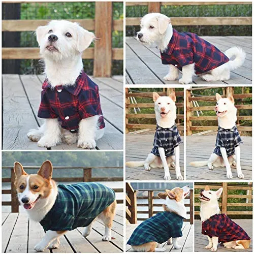 Koneseve - Camiseta para perro, diseño a cuadros, para gato, transpirable, para perros pequeños, medianos, grandes, gatos, cachorros, suave, adorable, informal, acogedor, para Halloween y fiestas de Acción de Gracias, disfraces de Navidad