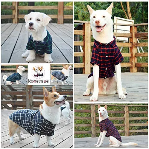 Koneseve - Camiseta para perro, diseño a cuadros, para gato, transpirable, para perros pequeños, medianos, grandes, gatos, cachorros, suave, adorable, informal, acogedor, para Halloween y fiestas de Acción de Gracias, disfraces de Navidad