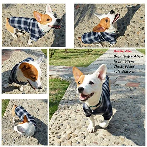 Koneseve - Camiseta para perro, diseño a cuadros, para gato, transpirable, para perros pequeños, medianos, grandes, gatos, cachorros, suave, adorable, informal, acogedor, para Halloween y fiestas de Acción de Gracias, disfraces de Navidad