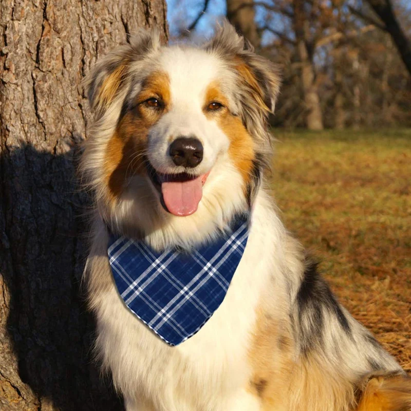 WanKoo Bandanas para perro, paquete de 5, reversible, a cuadros, para perros, bufanda, pañuelo lavable triángulo para perros pequeños, medianos y grandes