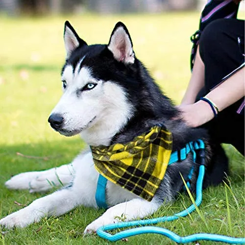 Paquete de 8 bandanas para perro y bufanda para perro, pañuelo triangular para mascotas, lavable, reversible, estampado a cuadros, pañuelo para mascotas y perros