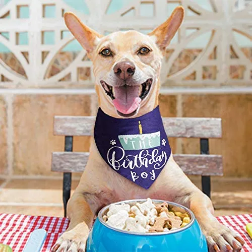 Toozey Dog Birthday Bandana with Birthday Party Hat Comfortable Material - Scarfs Accessories for Small to Large Dogs Cats Pets