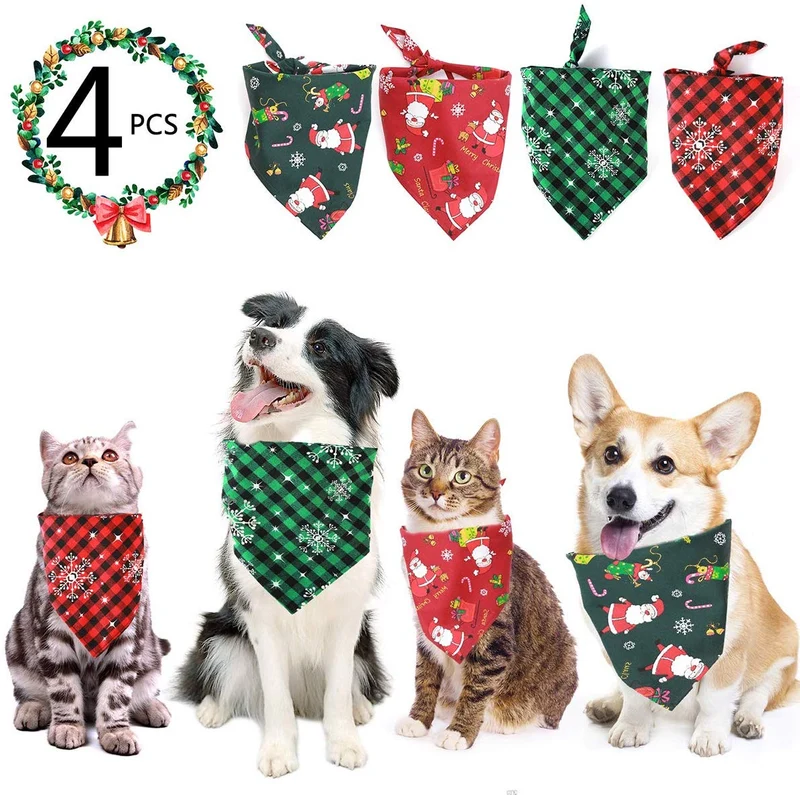 FINDMAG Bandana triangular para perro, reversible, a cuadros, para pintar, baberos, bufanda, lavable y ajustable, juego de pañuelos para perros, gatos, mascotas