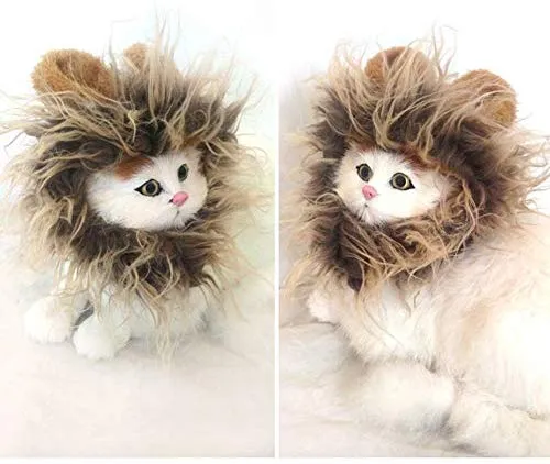 LCFUN Disfraz de melena de león para gato y perro, peluca de mascota para fiesta de Halloween