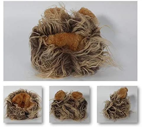 LCFUN Disfraz de melena de león para gato y perro, peluca de mascota para fiesta de Halloween
