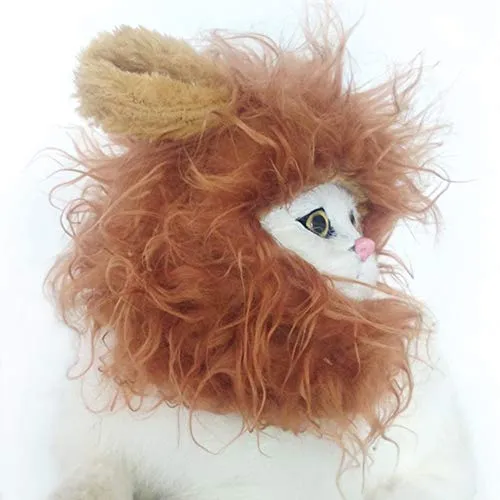 LCFUN Disfraz de melena de león para gato y perro, peluca de mascota para fiesta de Halloween