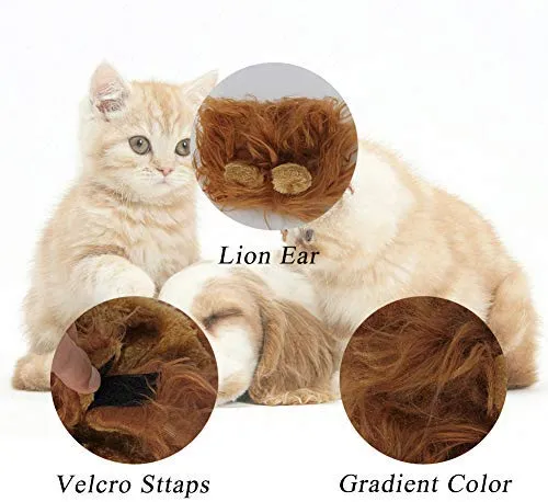 LCFUN Disfraz de melena de león para gato y perro, peluca de mascota para fiesta de Halloween