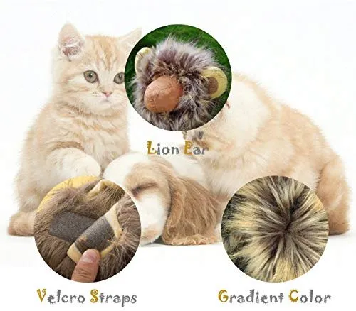 LCFUN Disfraz de melena de león para gato y perro, peluca de mascota para fiesta de Halloween