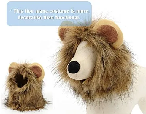 LCFUN Disfraz de melena de león para gato y perro, peluca de mascota para fiesta de Halloween
