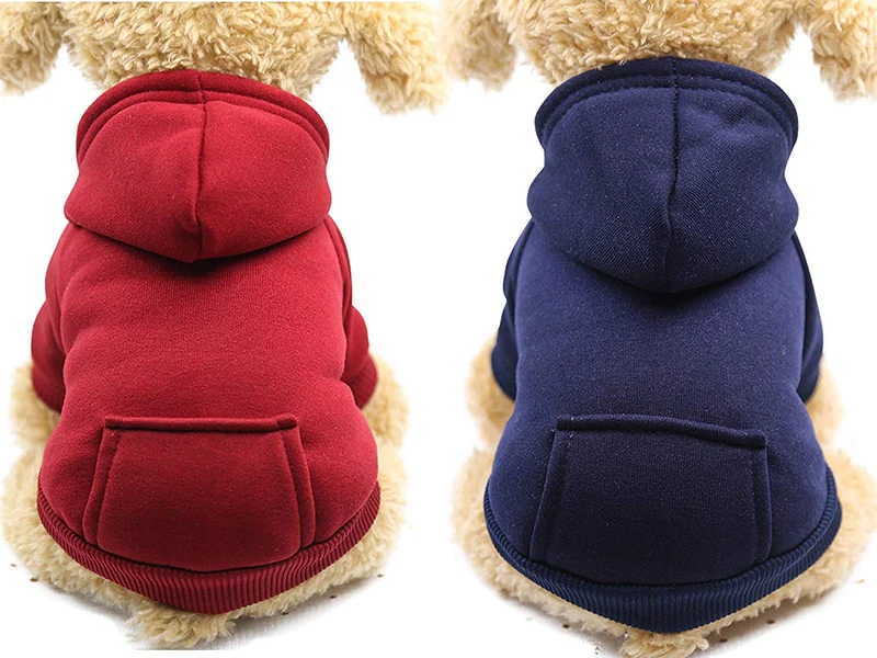 SATINIOR 2 piezas invierno perro sudadera con capucha caliente perro pequeño sudaderas con bolsillo de algodón abrigo para perros ropa cachorro disfraz