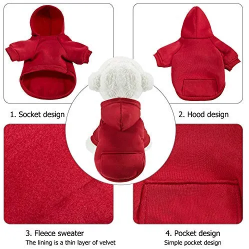 SATINIOR 2 piezas invierno perro sudadera con capucha caliente perro pequeño sudaderas con bolsillo de algodón abrigo para perros ropa cachorro disfraz