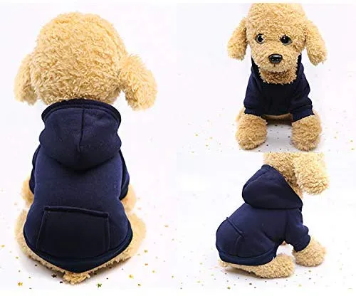 SATINIOR 2 piezas invierno perro sudadera con capucha caliente perro pequeño sudaderas con bolsillo de algodón abrigo para perros ropa cachorro disfraz