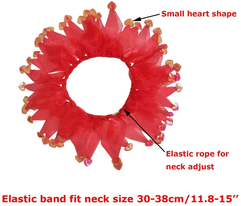 BWOGUE Valentine's Day Dog Costume Red Love Hearts Dog Headband with Collar Holiday Birthday Party Headwear Costume Gift for Small Medium Dogs