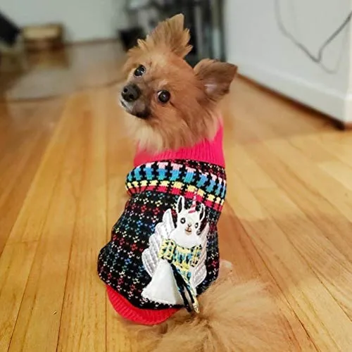 KOOLTAIL suéter de Navidad para perro, suéter de unicornio, suéter de argyle cálido y suave para mascotas, suéteres feos de ganchillo de punto para cachorro de perro