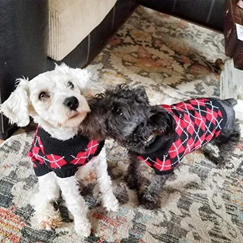 KOOLTAIL suéter de Navidad para perro, suéter de unicornio, suéter de argyle cálido y suave para mascotas, suéteres feos de ganchillo de punto para cachorro de perro