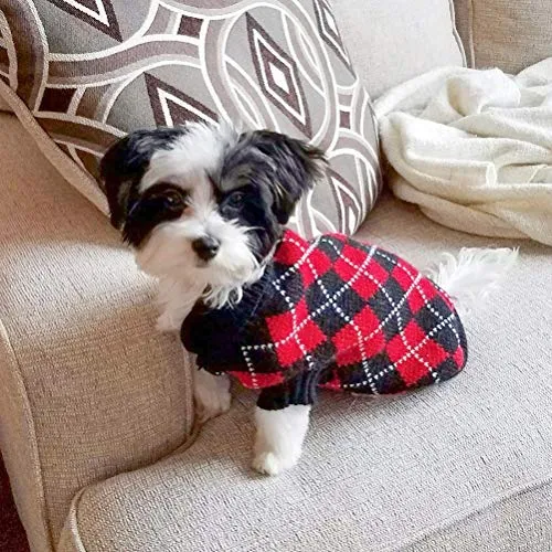 KOOLTAIL suéter de Navidad para perro, suéter de unicornio, suéter de argyle cálido y suave para mascotas, suéteres feos de ganchillo de punto para cachorro de perro