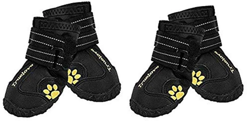 EXPAWLORER botas a prueba de agua, para perro, antiderrapantes, refractantes, botines de mascotas para perros medianos, perros grandes, negro, 4 piezas
