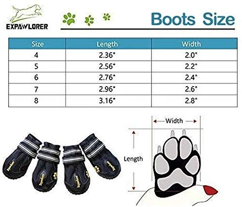 EXPAWLORER botas a prueba de agua, para perro, antiderrapantes, refractantes, botines de mascotas para perros medianos, perros grandes, negro, 4 piezas
