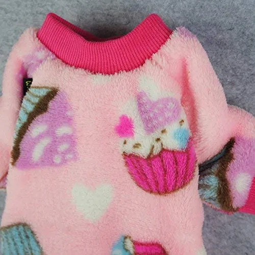 Fitwarm Sweet Cupcake - Ropa para perro, pijamas PJS, abrigo de terciopelo suave, color rosa