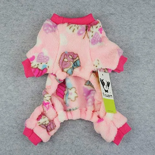 Fitwarm Sweet Cupcake - Ropa para perro, pijamas PJS, abrigo de terciopelo suave, color rosa