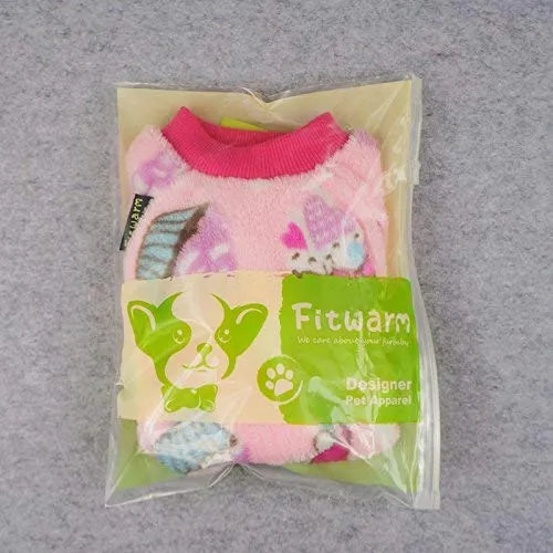 Fitwarm Sweet Cupcake - Ropa para perro, pijamas PJS, abrigo de terciopelo suave, color rosa