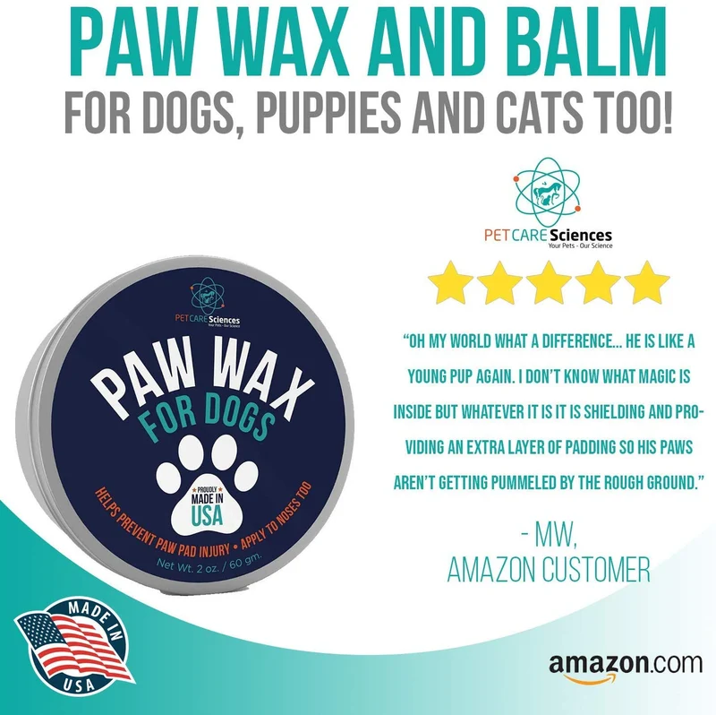 Pet Care Sciences - Cera de perro para perros, crema nasal y almohadilla de pata para gatos, también protege, calma y repara delicadas patas y hocicos, protección de pies para nieve, aroma a vainilla, fabricado en los Estados Unidos, lata de 2.0 fl oz.