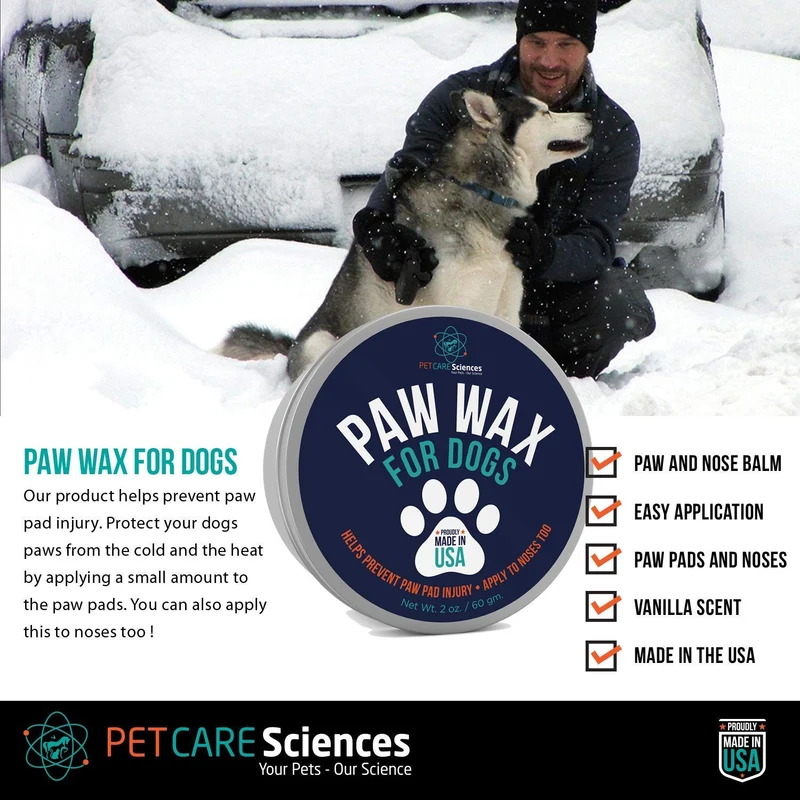 Pet Care Sciences - Cera de perro para perros, crema nasal y almohadilla de pata para gatos, también protege, calma y repara delicadas patas y hocicos, protección de pies para nieve, aroma a vainilla, fabricado en los Estados Unidos, lata de 2.0 fl oz.