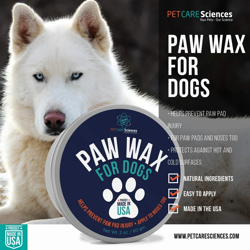 Pet Care Sciences - Cera de perro para perros, crema nasal y almohadilla de pata para gatos, también protege, calma y repara delicadas patas y hocicos, protección de pies para nieve, aroma a vainilla, fabricado en los Estados Unidos, lata de 2.0 fl oz.