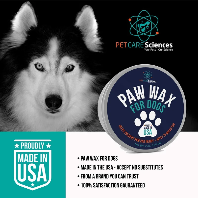 Pet Care Sciences - Cera de perro para perros, crema nasal y almohadilla de pata para gatos, también protege, calma y repara delicadas patas y hocicos, protección de pies para nieve, aroma a vainilla, fabricado en los Estados Unidos, lata de 2.0 fl oz.