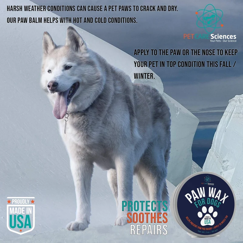 Pet Care Sciences - Cera de perro para perros, crema nasal y almohadilla de pata para gatos, también protege, calma y repara delicadas patas y hocicos, protección de pies para nieve, aroma a vainilla, fabricado en los Estados Unidos, lata de 2.0 fl oz.